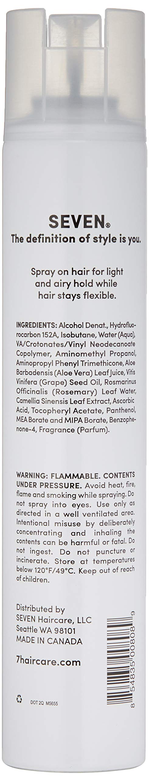 SEVEN Cubica Working Hairspray for Women, Heat Protectant Spray for Fine Hair, Flexible Hold, Anti-Frizz, Lightweight Heat Protection Spray for Hair Styling, Aloe Vera & Green Tea, Made in USA, 11.2oz
