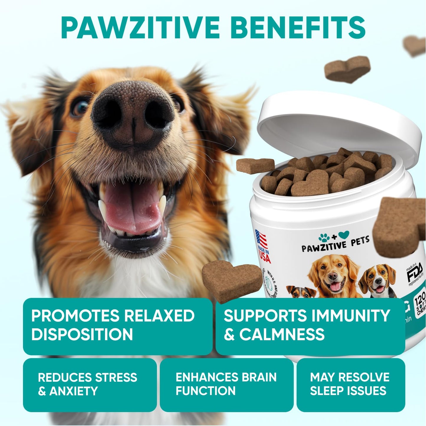 Hemp Calming Chews for Dogs - Dog Calming Chews for Anxiety Relief, Stress, Separation, Fireworks, Thunder, Travel, Vet Visits - USA Product - 120 Soft Treats with Melatonin, Chamomile, Passion Flower