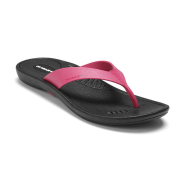OKABASHI Women's Breeze Flip Flop (Black/Hot Pink) | Contoured Footbed w/Arch Support for All-Day Comfort | Slip-Resistant & Waterproof | Sustainably Made in The USA