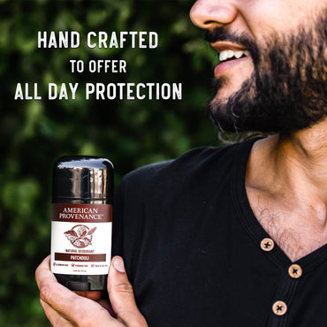 American Provenance Aluminum Free Natural Deodorant For Women and Men - Patchouli - 24 Hour Protection - Cruelty Free - Made in the USA (1 pack)