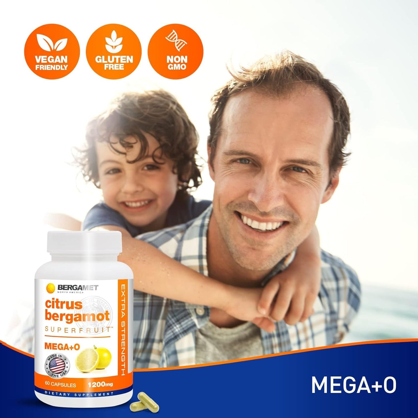 BergaMet Citrus Bergamot Supplement, 170:1 Extract, 1200mg per Serving, 80% Polyphenols, Italian Citrus Bergamot Supplement for High Cholesterol, Made in The USA
