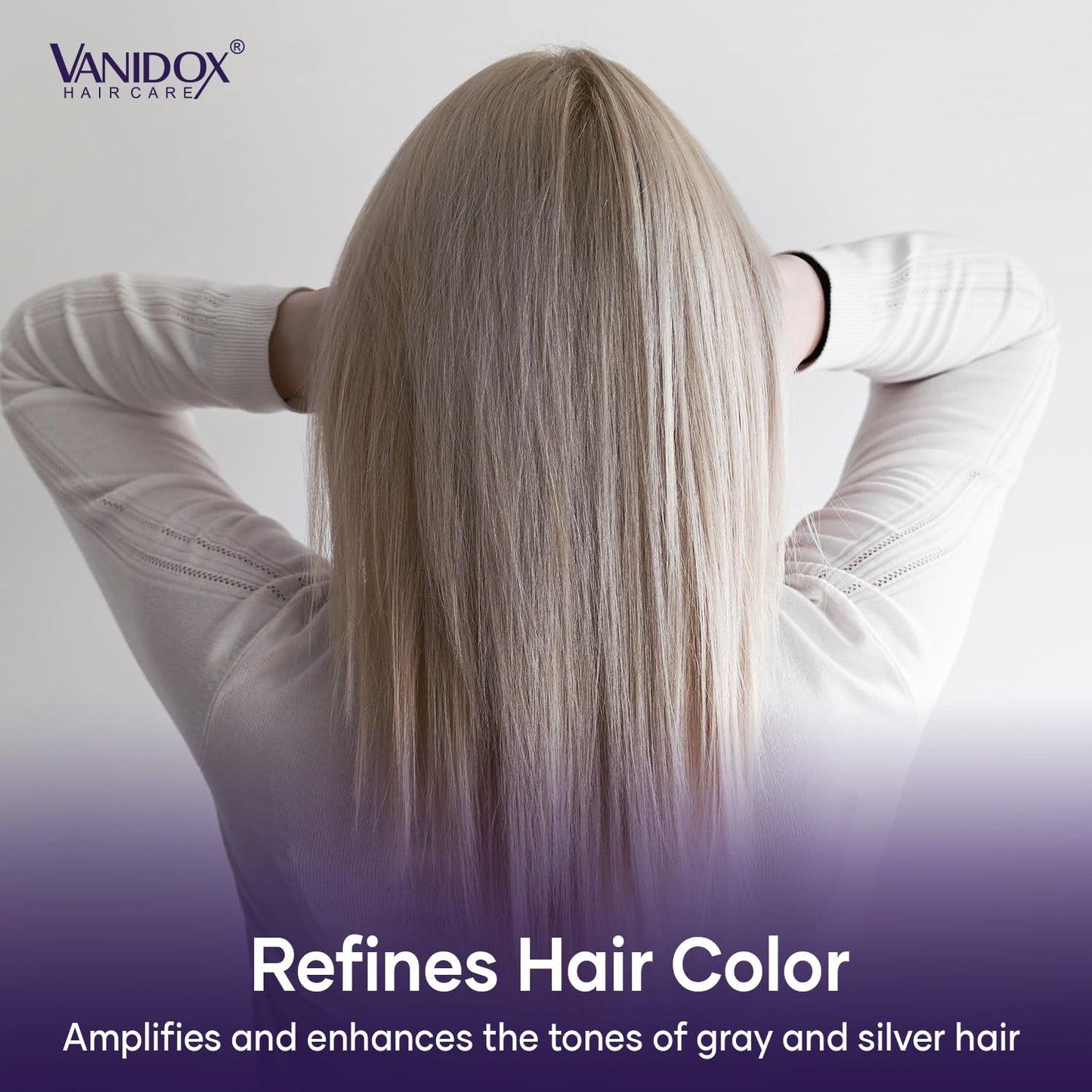 VANIDOX Brass Toning Purple Shampoo for Grey and Silver Hair, Infused with Purple Pigment, Sulfate Free Shampoo for Gray and Silver Hair (16 fl oz)