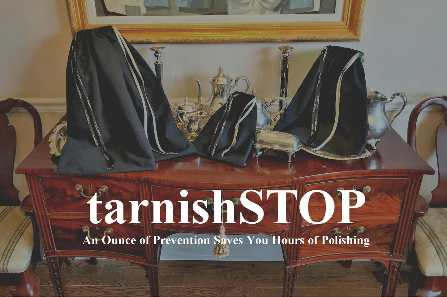 tarnishSTOP Anti Tarnish Bag for Silver Storage - USA Made Luxury & Quality, Small 13"x10" - in Tuxedo Black