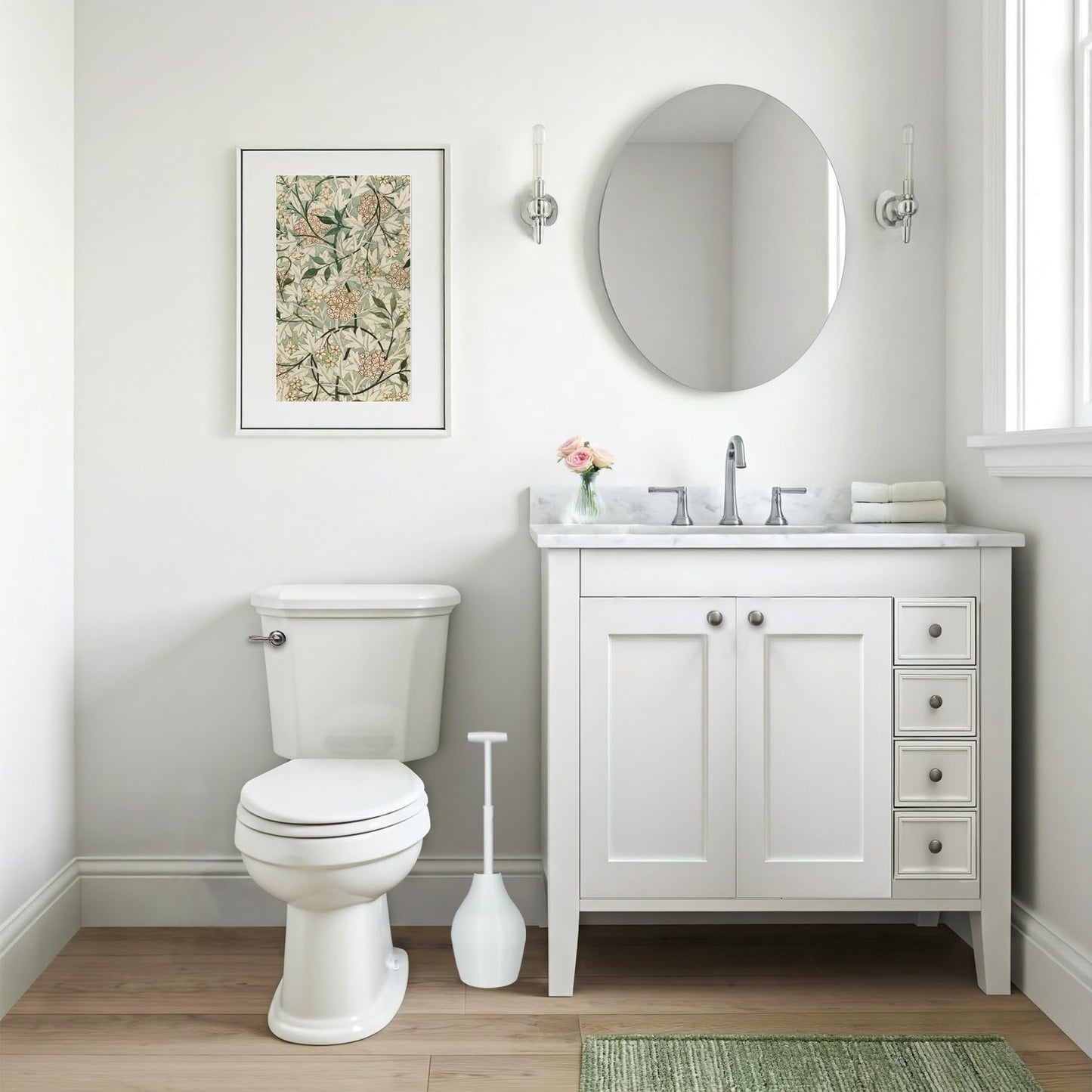 Korky 97-5A BeehiveMAX Hideaway-Heavy Duty Toilet Plunger with Holder-Drip Free Carry-Seals All Bowl Shapes – Powerful Clog Removal, White