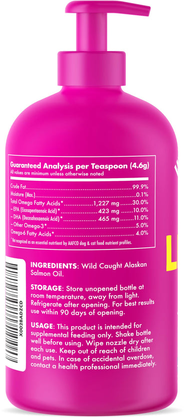 Wild Alaskan Salmon Oil for Dogs & Cats - Pure Fish Omega 3 6 9 Liquid EPA DHA Fatty Acids - Skin & Coat Supplement - Supports Joint Function, Brain, Eye, Immune & Heart Health - Made in USA 32