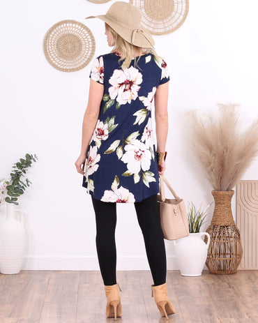 Popana Womens Short Sleeve Summer Tunic Tops to Wear with Leggings Loose Fit Made in USA