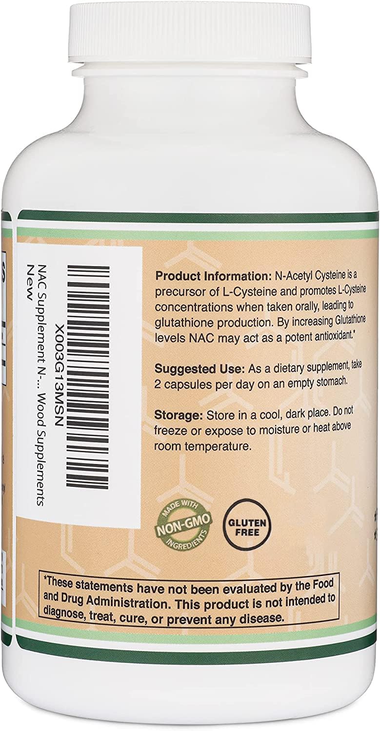 NAC Supplement N-Acetyl Cysteine (1,000mg Per Serving 500mg Per Cap, 210 Capsules) (Third Party Tested) with Odor Masking Technology to Boost Glutathione Levels by Double Wood