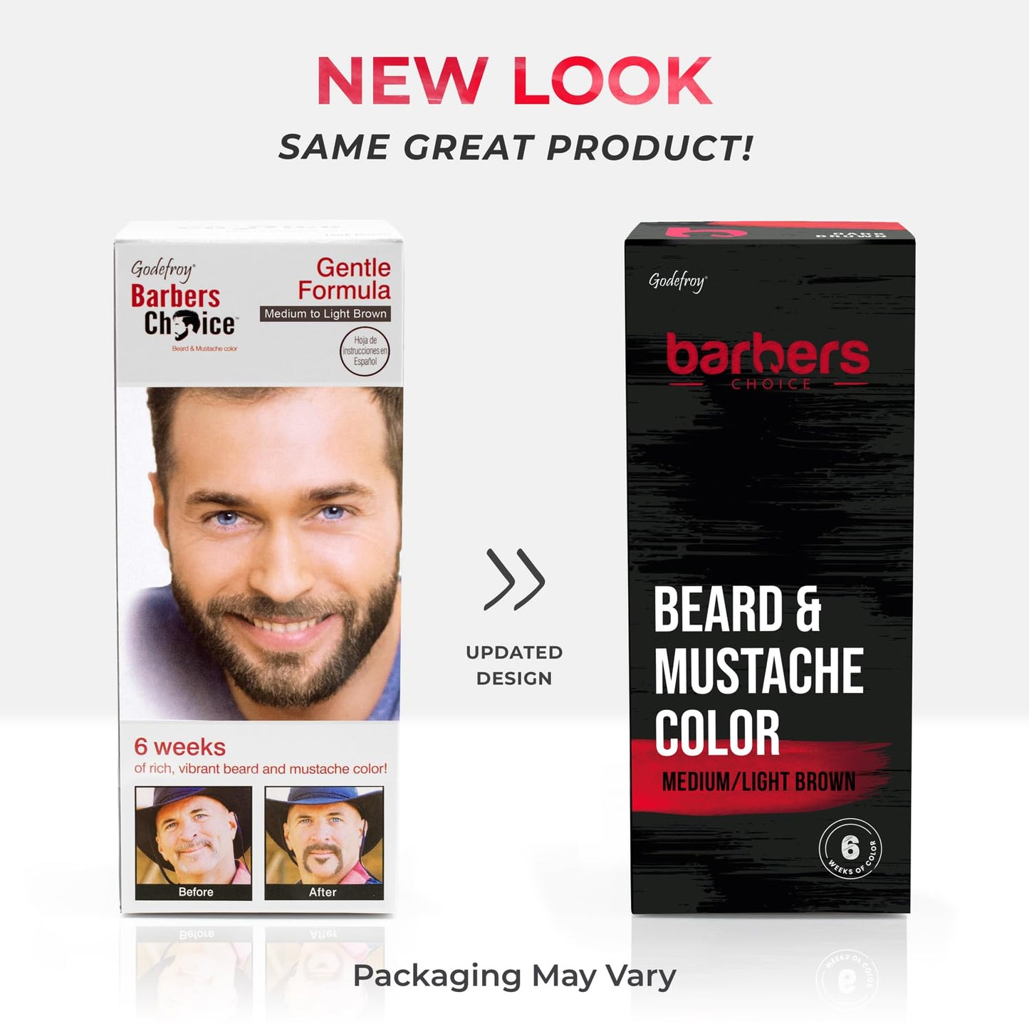 Godefroy Barbers Choice 3 Application Beard and Mustache Dye For Men, 6 weeks of Cover For Gray Facial Hair, Light Medium Brown