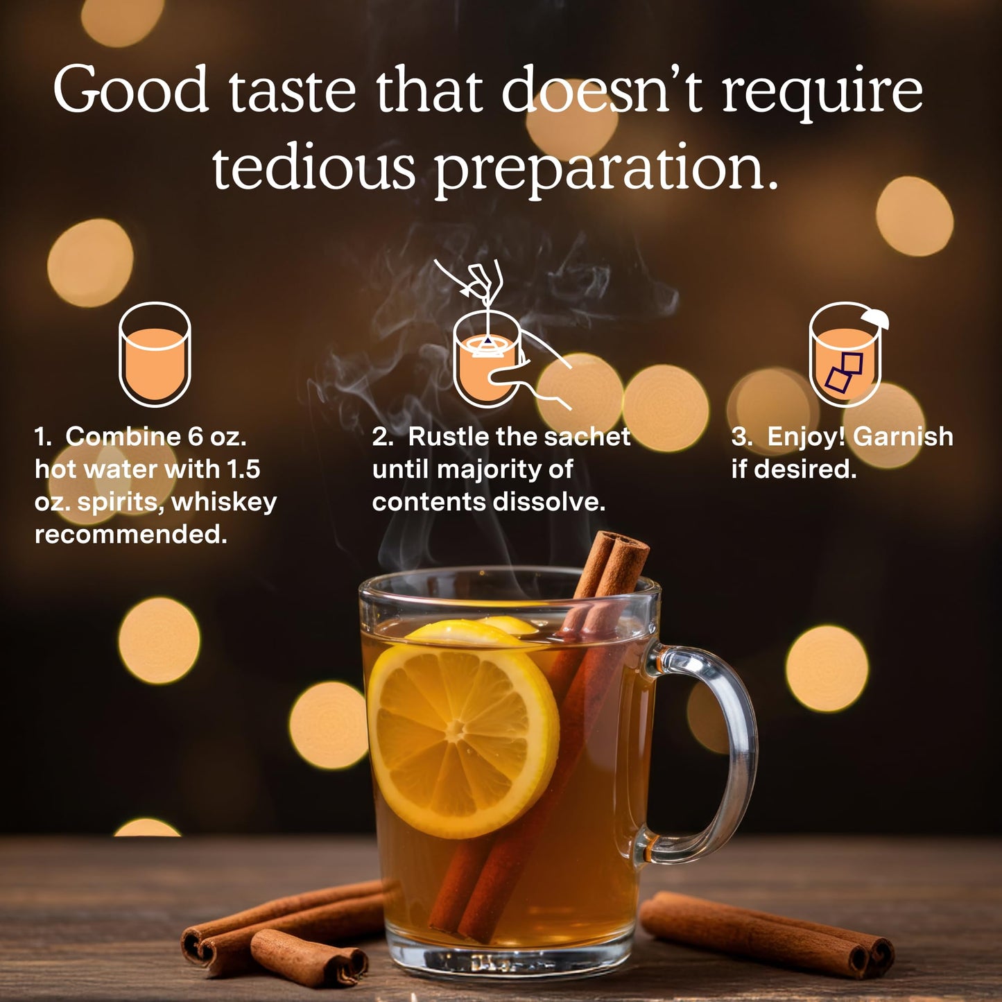 SAYSO Hot Toddy Cocktail Tea Bags - Infuses with Cold Water, Premium Craft with Honey, Cinnamon, Crystallized Lemon & Clove | Organic, Certified Gluten-free, Non-GMO| 35 calories, 8g sugar - 8 count