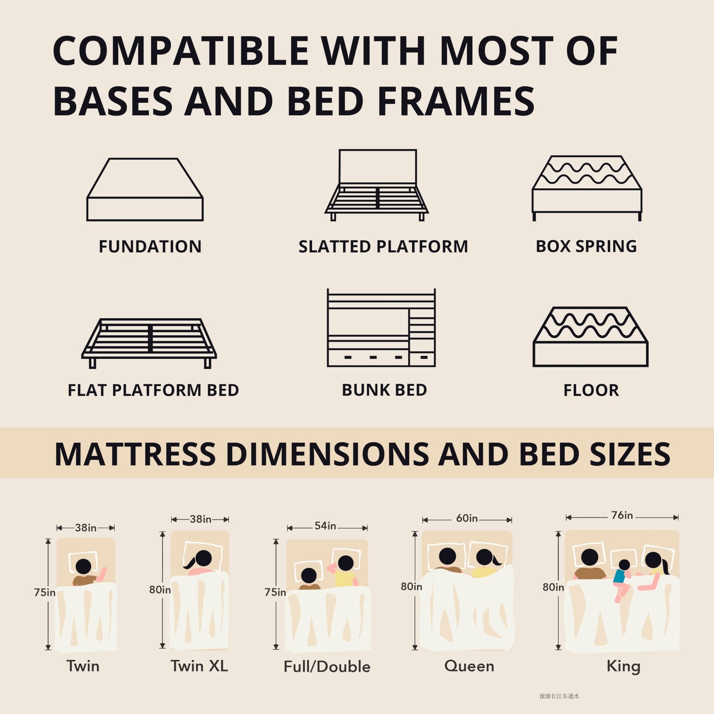 EGOHOME 14 inch Firm Mattress, Memory Foam Mattress with Cooling Cover, Bed in a Box, CertiPUR-US Certified, Breathable and Supportive, Made in USA
