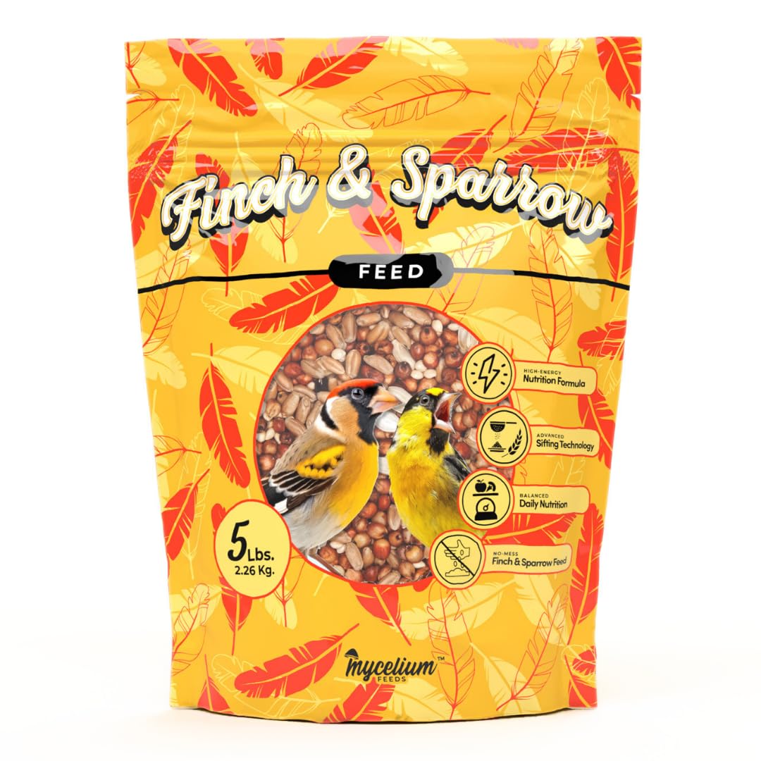 Mycelium Organic Finch & Sparrow Wild Bird Food (5 LB Bag) | Premium Seed Mix for Songbirds | Balanced Energy & Nutrition | Sifted, Low-Waste, Made in USA