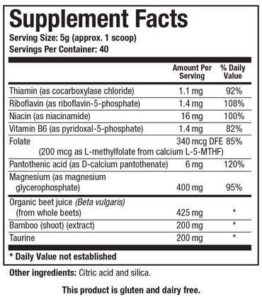 Biotics Research Acti-Mag Pure™ - Premium Magnesium Glycerophosphate (400mg) Powder – Easy-to-Mix, Pure Unflavored Powdered Formula with Beetroot Extract, B-Vitamins & Taurine - 5g/Serving
