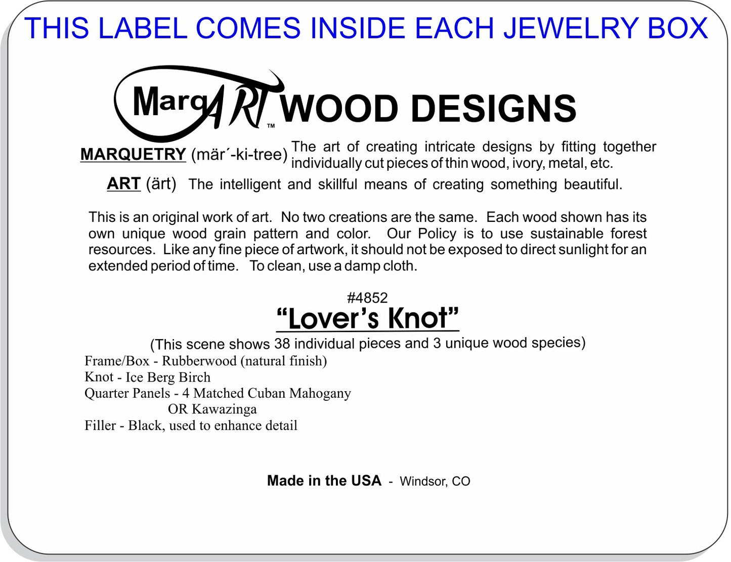 MarqArt Wood Art Celtic Box - Handmade USA - Unmatched Quality - Unique, No Two are the Same - Original Work of Wood Art. A Celtic Gift, Ring, Trinket or Wood Jewelry Box