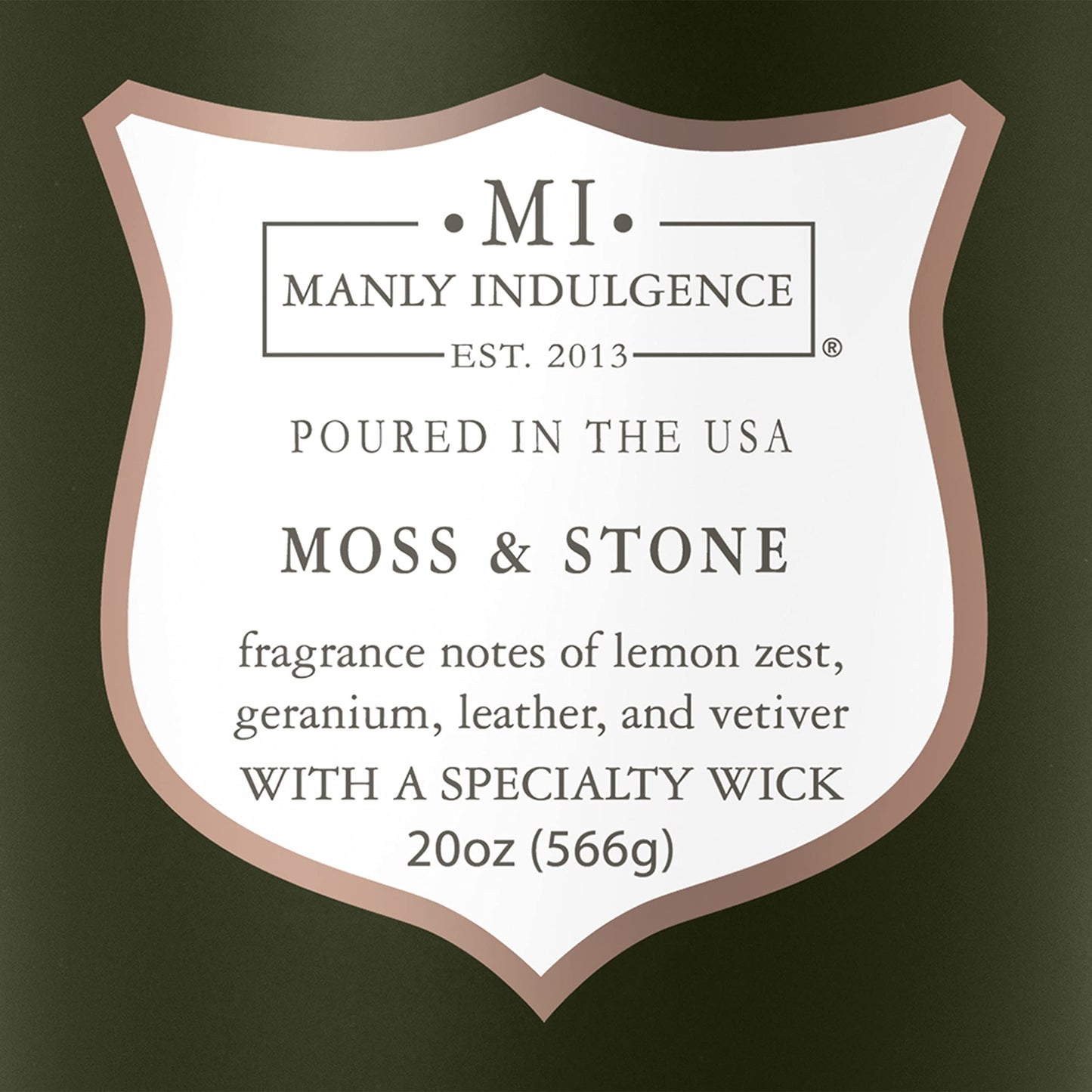 Manly Indulgence Green Moss & Stone Scented Jar Candle, Signature Collection, Wood Wick, Green, 20 oz - Up to 120 Hours Burn