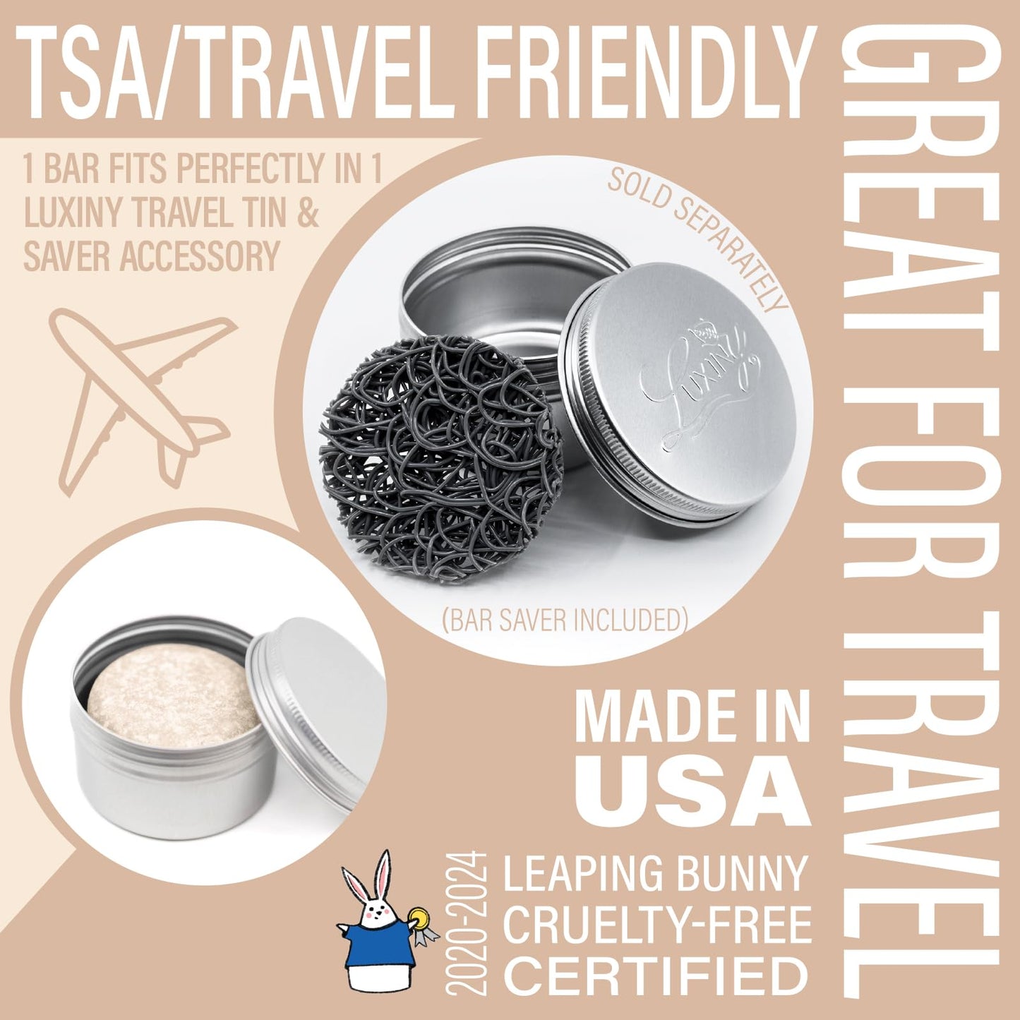 Luxiny Unscented Shampoo Bar for all hair types is Vegan, Sulfate Free and Made in USA. Get up to 60 Washes at Home or use as a Travel Shampoo. Great for strenghtening shampoo for sensitive skin.