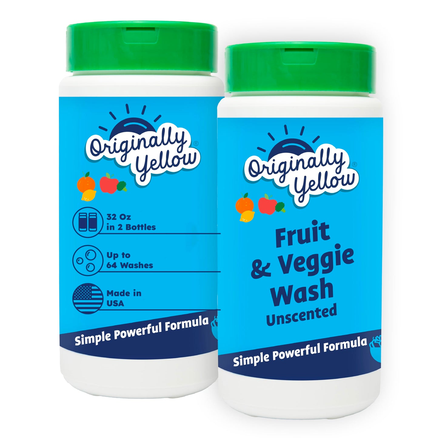 Originally Yellow All-Purpose Fruit and Veggie Wash | Plant-Based House Cleaning Supplies, 1 lb (2-Pack)