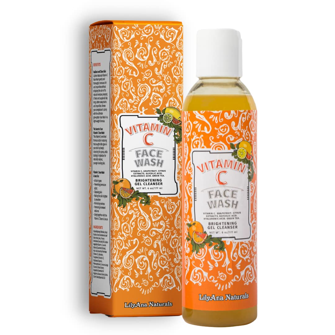 LilyAna Naturals Vitamin C Face Wash - Skin Care Products - Facial Cleanser and Exfoliator for Women and Men - 6oz