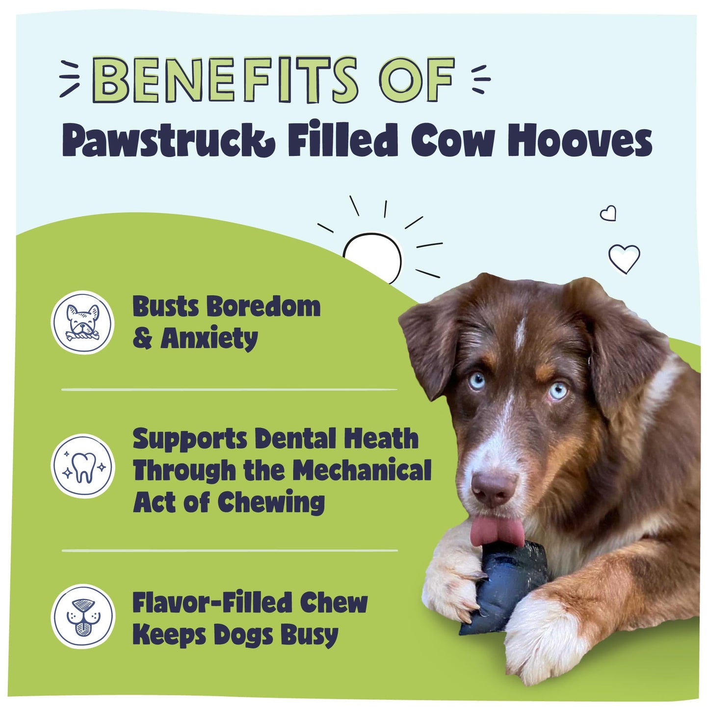 Pawstruck Peanut Butter Filled Cow Hooves for Dogs – Made in USA, Long-Lasting Dental Treats and Chews – Beef Hoof – 5 Count