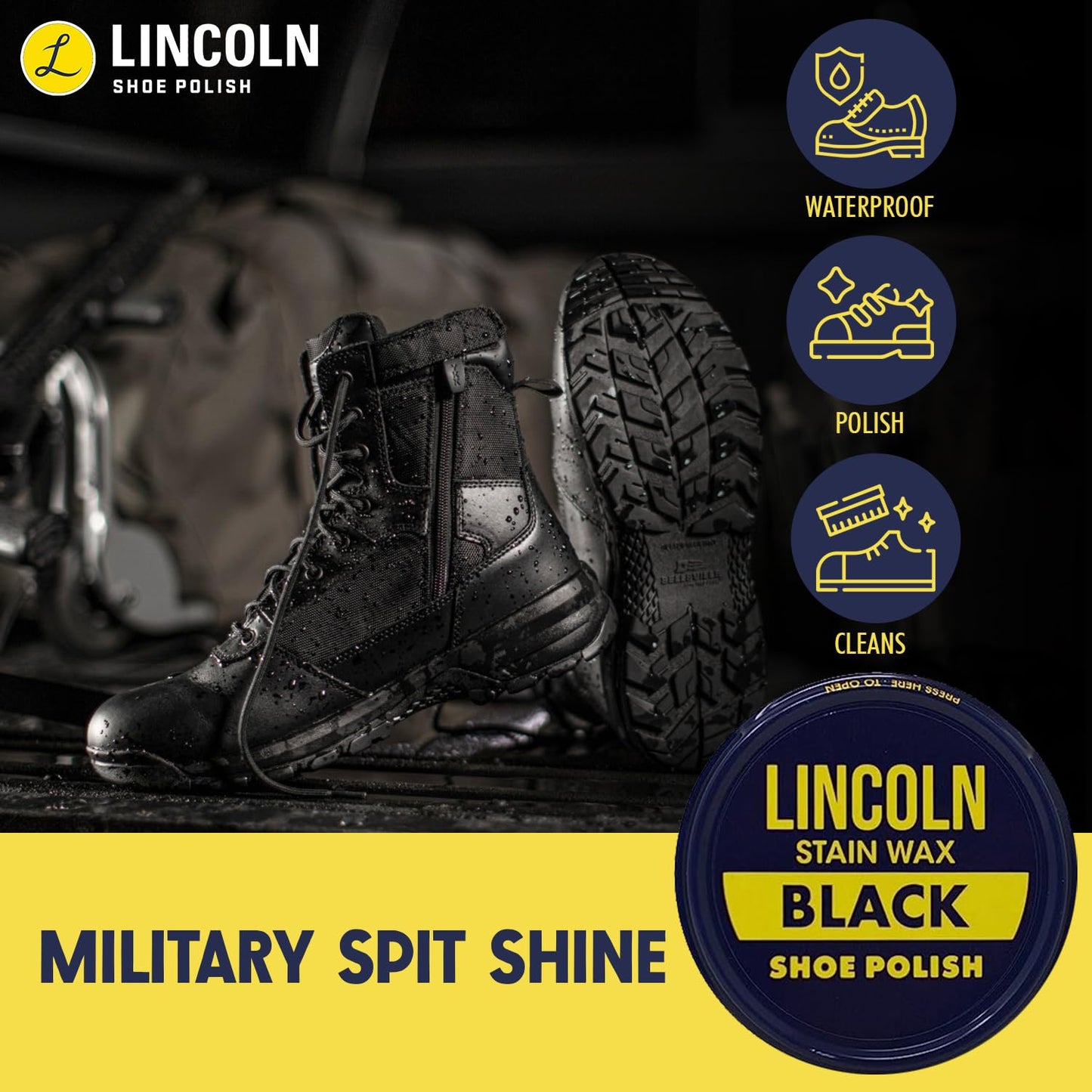 Lincoln Shoe Polish Wax - 2-1/8 oz | Made in USA Since 1925 - Black