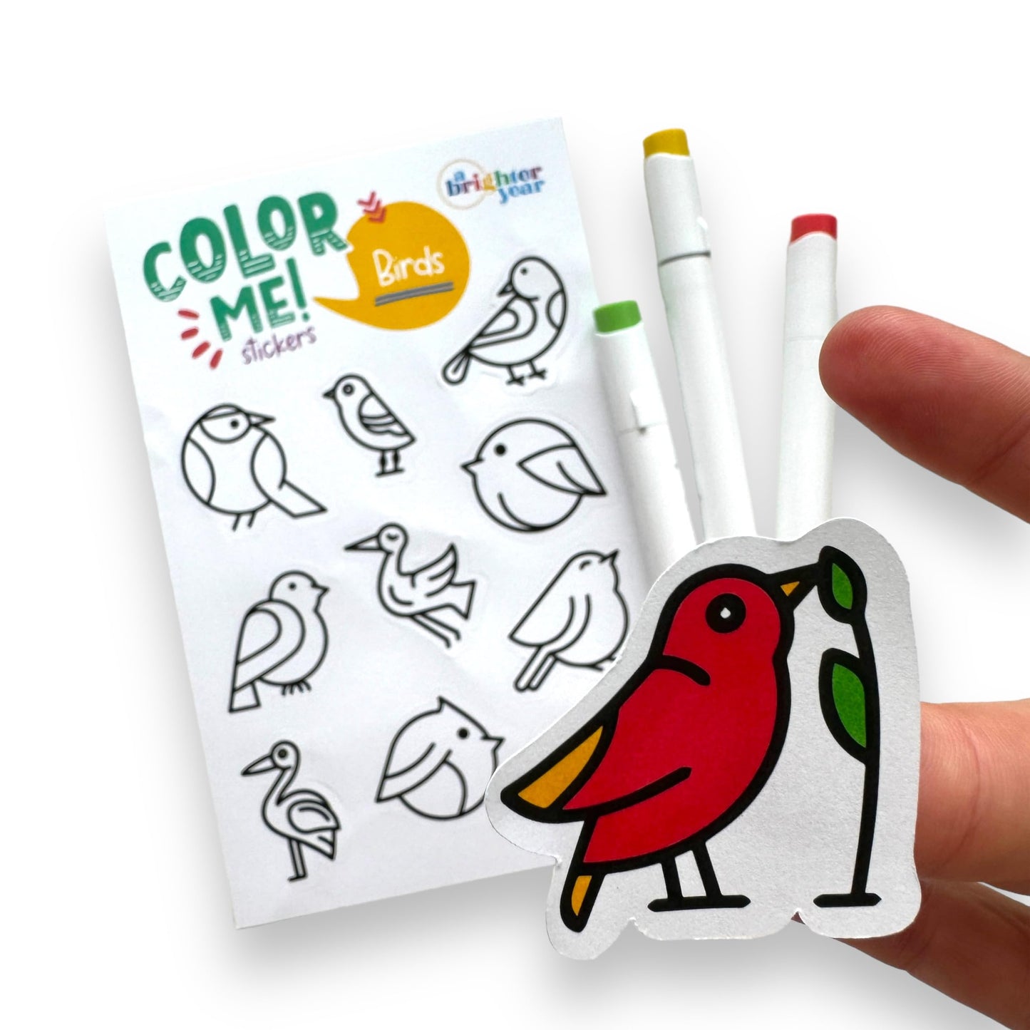 A Brighter Year Color-Your-Own Sticker Bundle, Birds, Bugs & Botany Edition - 3-Pack of 8.5” x 5.5” Sheets of 10 Stickers Each – Stickers are 1.5-2” x 2-3” - Notebooks, Planner, Gift