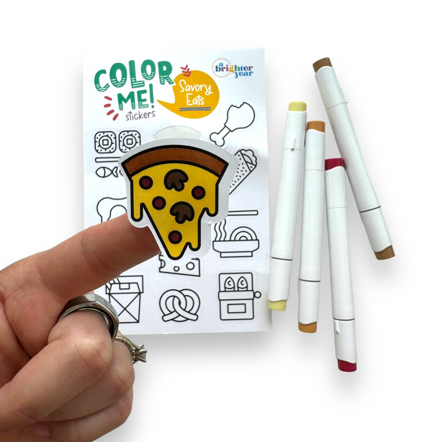 A Brighter Year Color-Your-Own Sticker Bundle, Fun Eats Edition - 4-Pack of 8.5” x 5.5” Sheets of 10 Stickers Each – Each Sticker is 1.5-2” x 2-3” - Notebooks, Planner, Gift Wrap