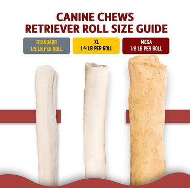 Canine Chews 10-11" Chicken Broth MEGA Retriever Rolls (10 Pack) Natural Rawhide for Big Dogs - Long-Lasting Dog Chew Treats for Aggressive Chewers - Odor-Free - Extra-Large
