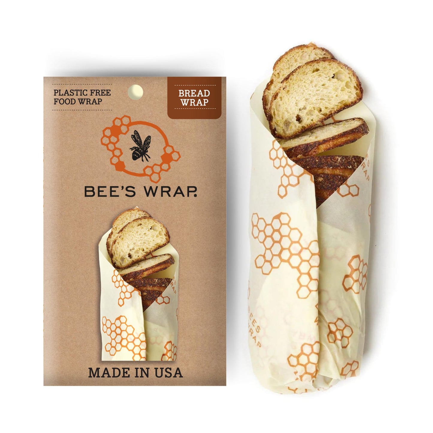 Bee's Wrap Reusable Beeswax Food Wraps Made in the USA, Eco Friendly Beeswax, Sustainable Organic Cotton Wraps, XL Bread Wrap for Homemade Bread, Honeycomb