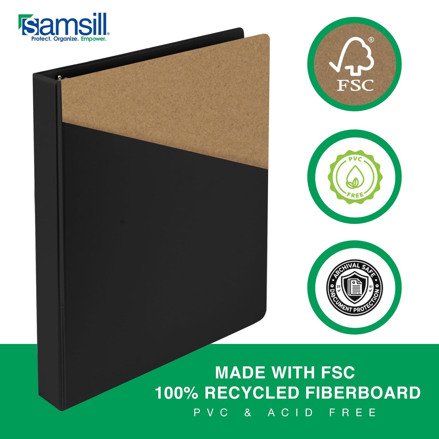 Samsill 3 Inch 3 Ring Binders, Made in USA, Economy Round Ring, Clear View Cover, 550 Sheet Capacity - for School, Home, Office - Black, 4 Pack