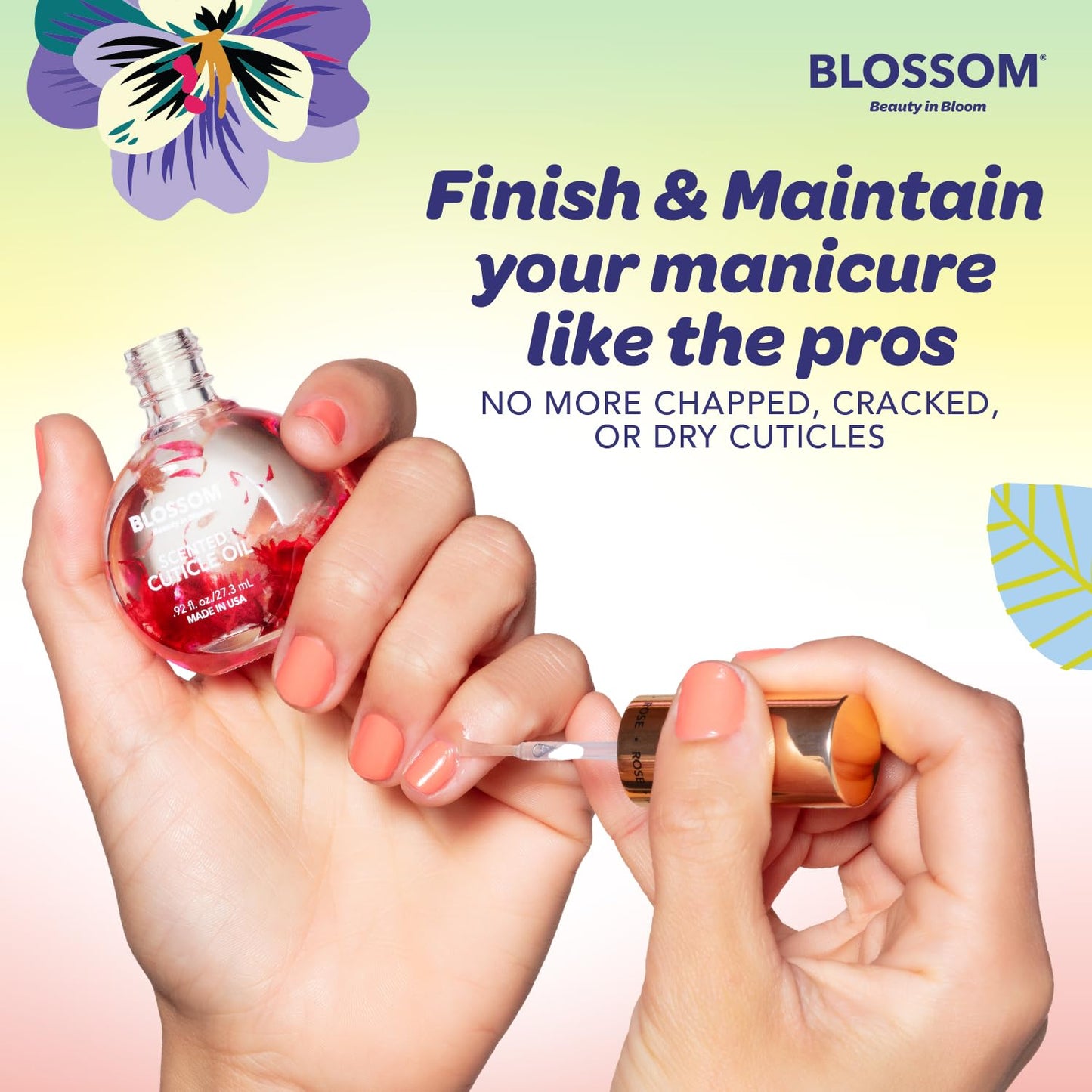Blossom Cuticle Oil for Nails, Hydrating, Moisturizing, Scented Nail Oil Cuticle Care, Infused with Real Flowers, Made in USA, 0.5 fl. oz, Honeysuckle