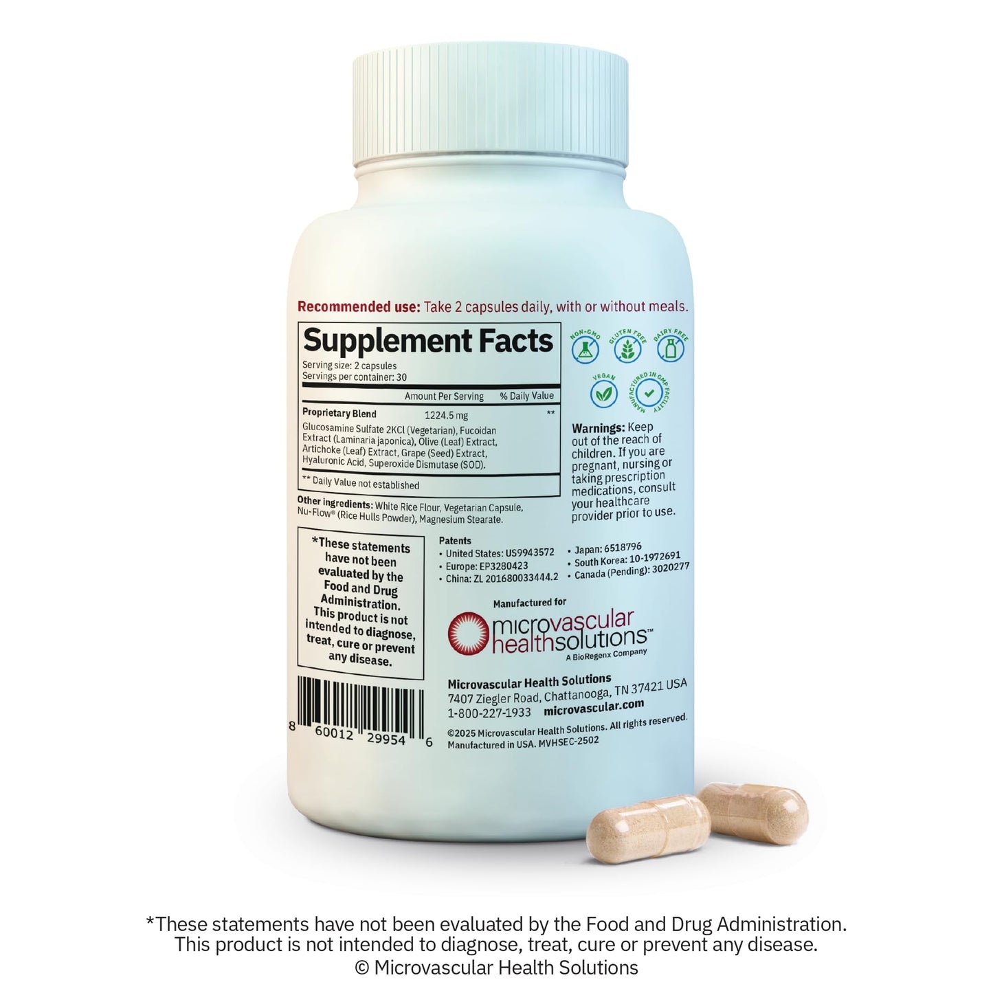 MYBODYRX Endocalyx Supplement - Endothelial Glycocalyx Support 60 Capsules - Vascular & Microcirculation Health - Clinically-Studied - Patented - Supports Nitric Oxide Functions