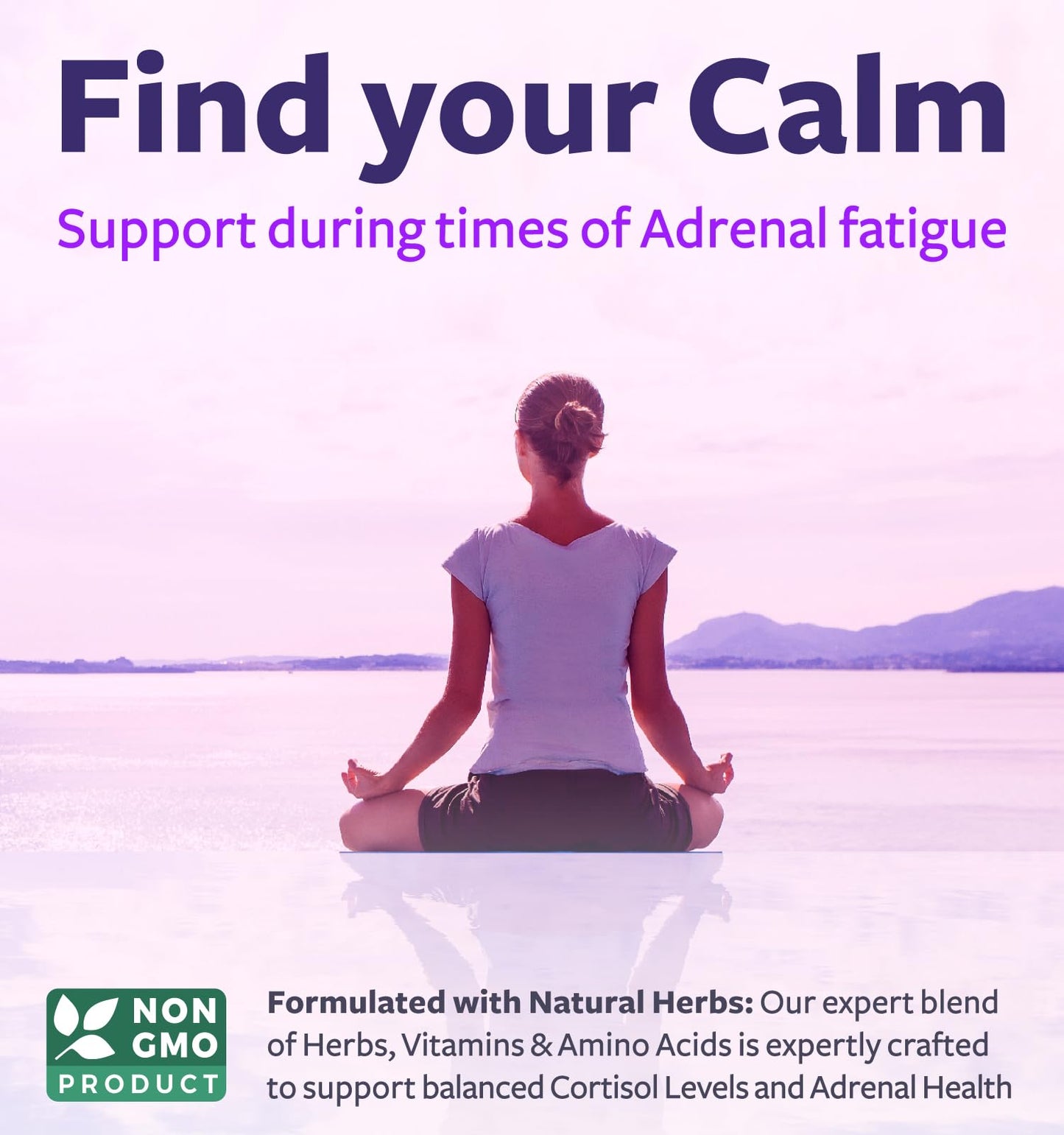 Adrenal Support & Cortisol Manager (Non-GMO) Powerful Adrenal Health with L-Tyrosine & Ashwagandha - Maintain Balanced Cortisol Levels & Stress Relief - Fatigue Supplement - 120 Capsules