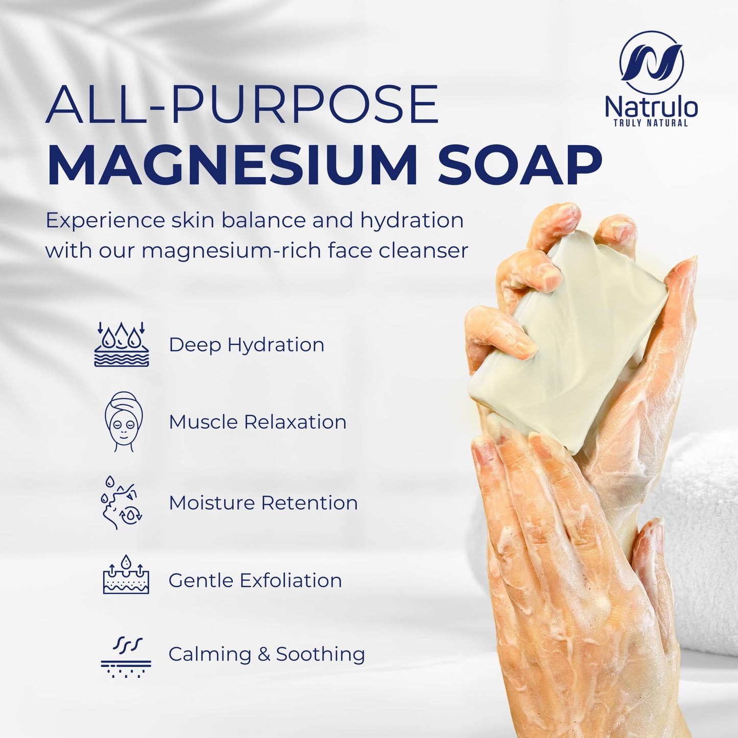 Dead Sea Magnesium Soap Bar – Deep Cleansing, Moisturizing Body Soap for Dry Itchy and All Skin Types – Shower Soap Soothes Muscles and Joints – All-Natural Exfoliating Face and Body Wash Made in USA