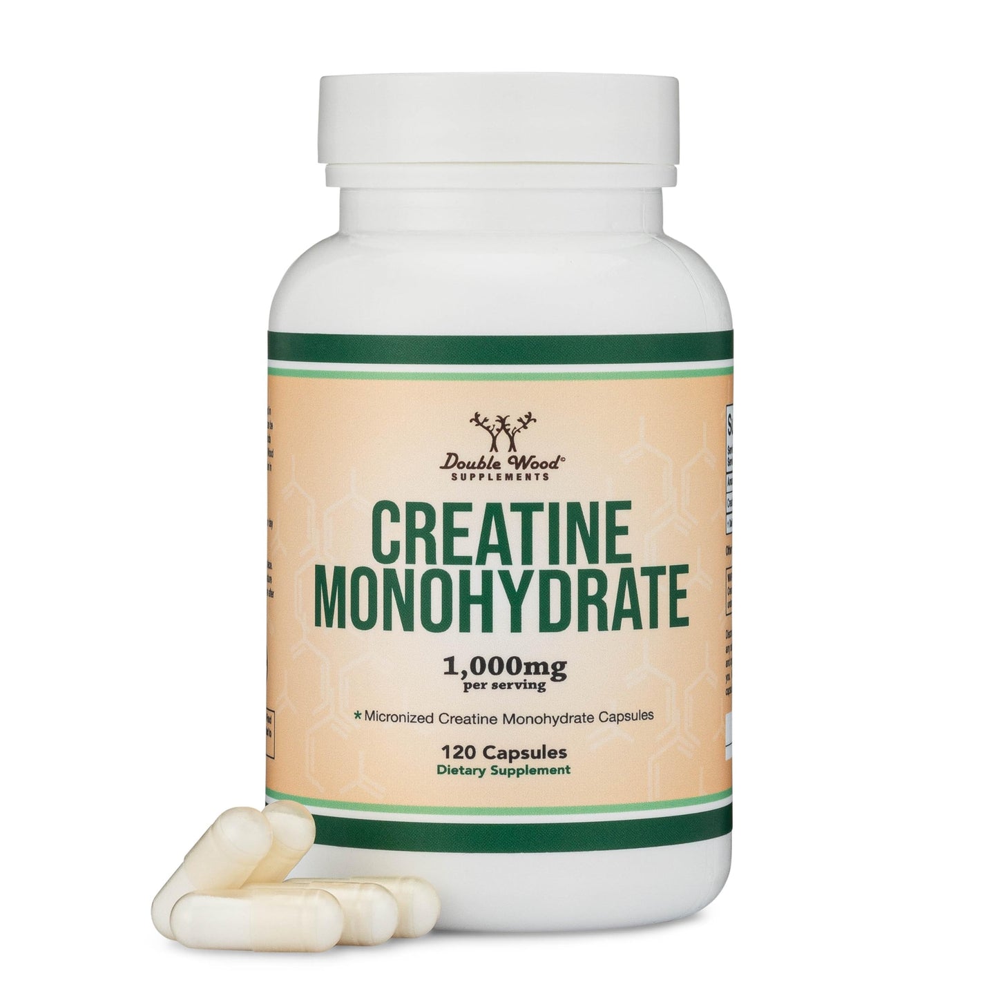 Creatine Monohydrate Gummies - 1g per Serving, 120 Count - No Fillers, Vegan Safe, Non-GMO, Gluten Free by Double Wood