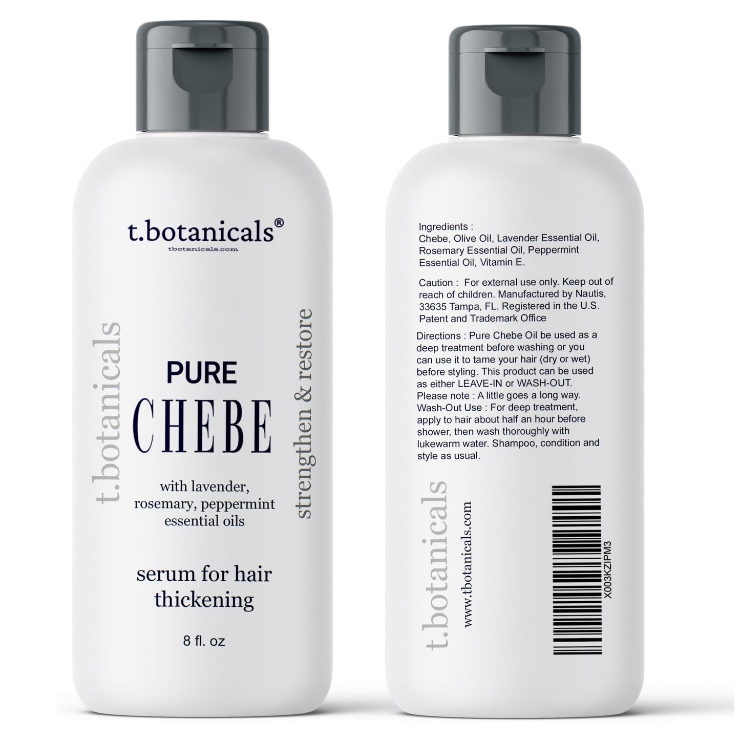t.botanicals Hair Styling Agent - 8 oz Chebe Oil with Rosemary, Peppermint, and Lavender for Hair Growth, Reduces Split Ends and Hair Breakage, Preservative Free, Lavender Scent, Made in USA