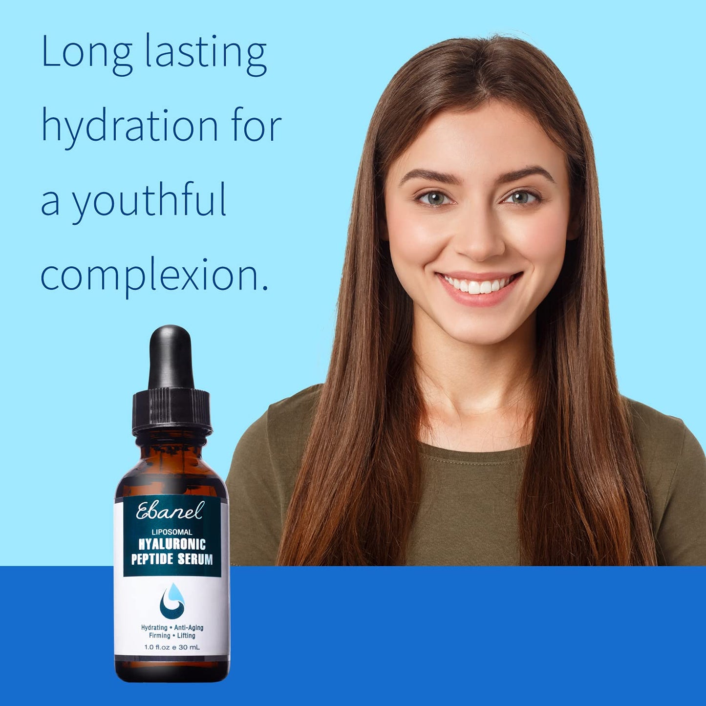 Ebanel Hyaluronic Acid Serum for Face with Peptides, Hydrating Age-Defying Serum with Vitamin C, E, B5, Niacinamide, Aloe, Jojoba Oil & MSM, Helps Visibly Plump, Firm & Smooth Skin, Supports Even Tone