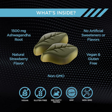 EFFECTIVE NUTRA Ashwagandha Gummies 1500mg | Stress Relief, Immune Support, Calm Mood, Energy | Natural Berry Flavor | 45-Day Supply | Vegan, Gluten-Free, Non-GMO | Supplement for Men & Women (90ct)