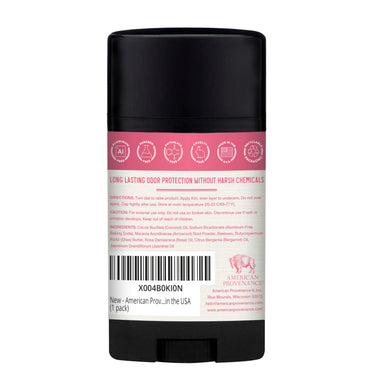 American Provenance Aluminum Free Natural Deodorant For Women and Men - Rose and Jasmine - 24 Hour Odor Protection Cruelty Free - Made in the USA (1 pack)