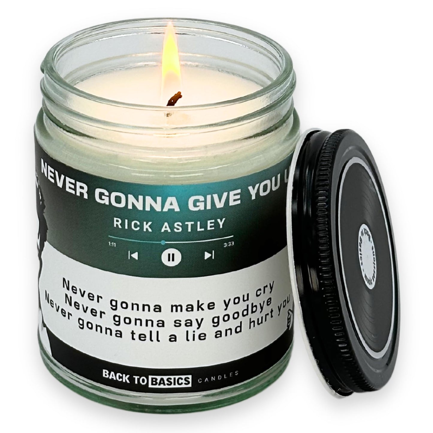 Back to Basics Candles | Never Gonna Give You Up - 9oz Soy Wax Cucumber Melon Scented Candle for Home Decor, Birthday Gifts for Women, Men, Best Friend | Relaxing Aromatherapy Made in USA
