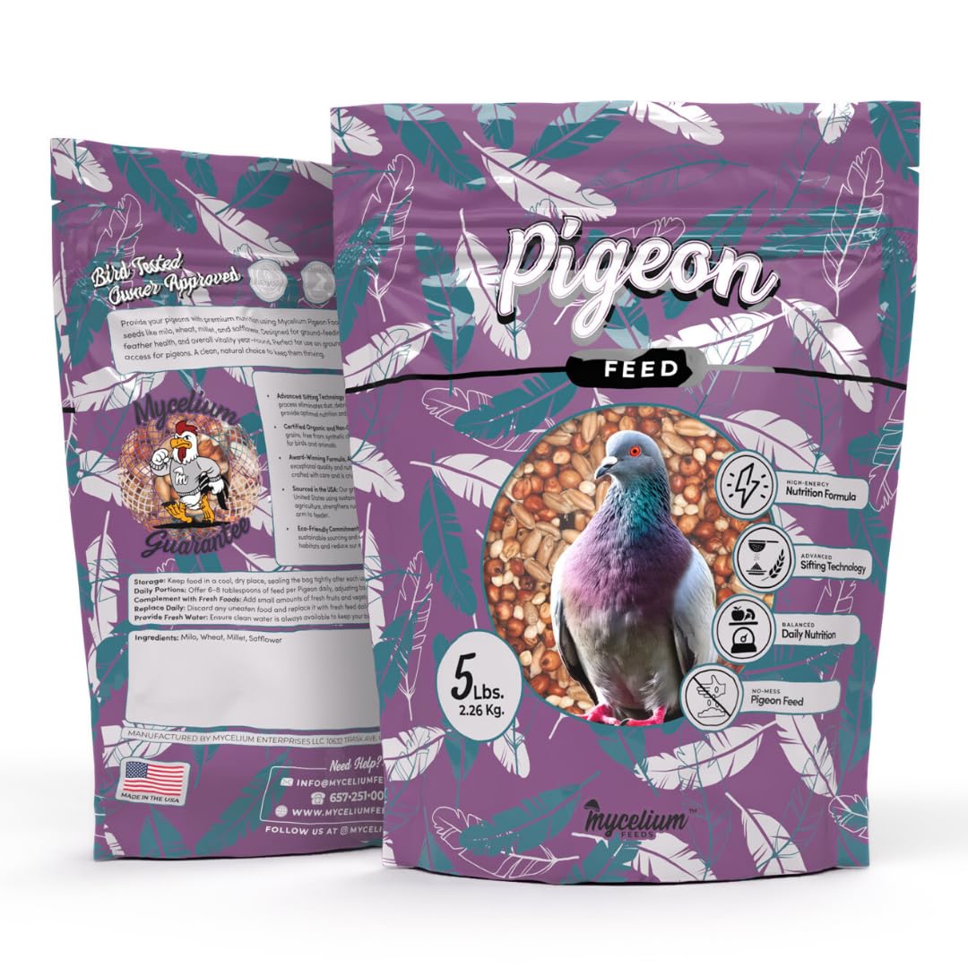 Mycelium Organic Pigeon Feed (5 LB Bag) | Complete Wild Bird Food for Energy & Daily Nutrition | Natural Seed Blend for Ground Feeders | Non-GMO, No Fillers or Additives, Made in USA