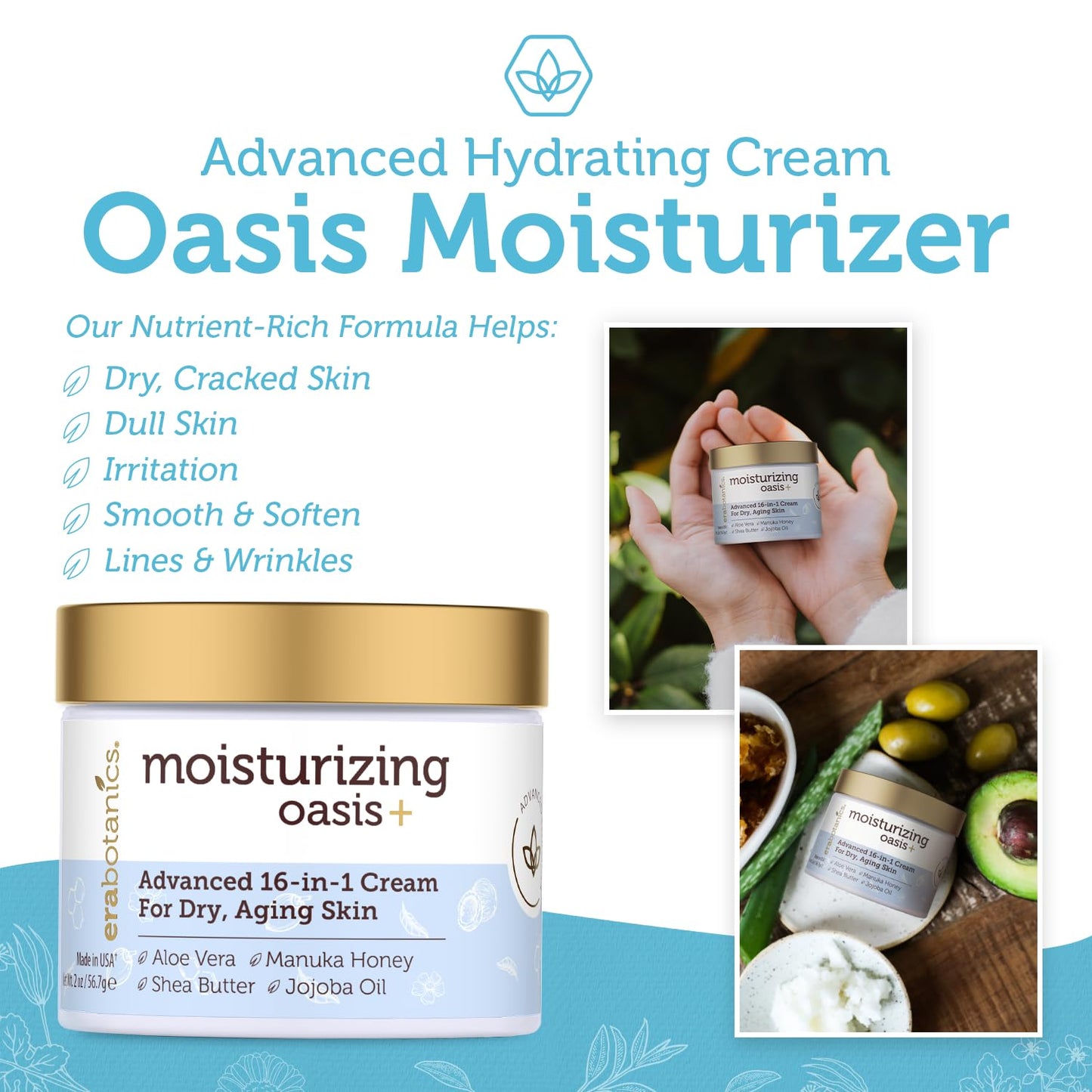 Era Organics Advanced Face Moisturizer for Dry Skin - Nourishing 16-in-1 Night Cream - Extra Hydrating for Women and Men