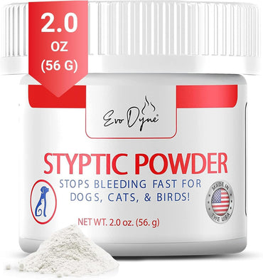 Styptic Powder for Dogs, Cats, and Birds (2 oz) by Evo Dyne | Fast-Acting Blood Stop for Pets | Quick Stop Bleeding Powder for Dog Nail Clipping, Grooming, Cuts and More (1-Pack)
