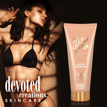Devoted Creations Sun Lotion with Shimmer Ultra Glittering and Instant Bronze 6.76 oz (2-Pack)