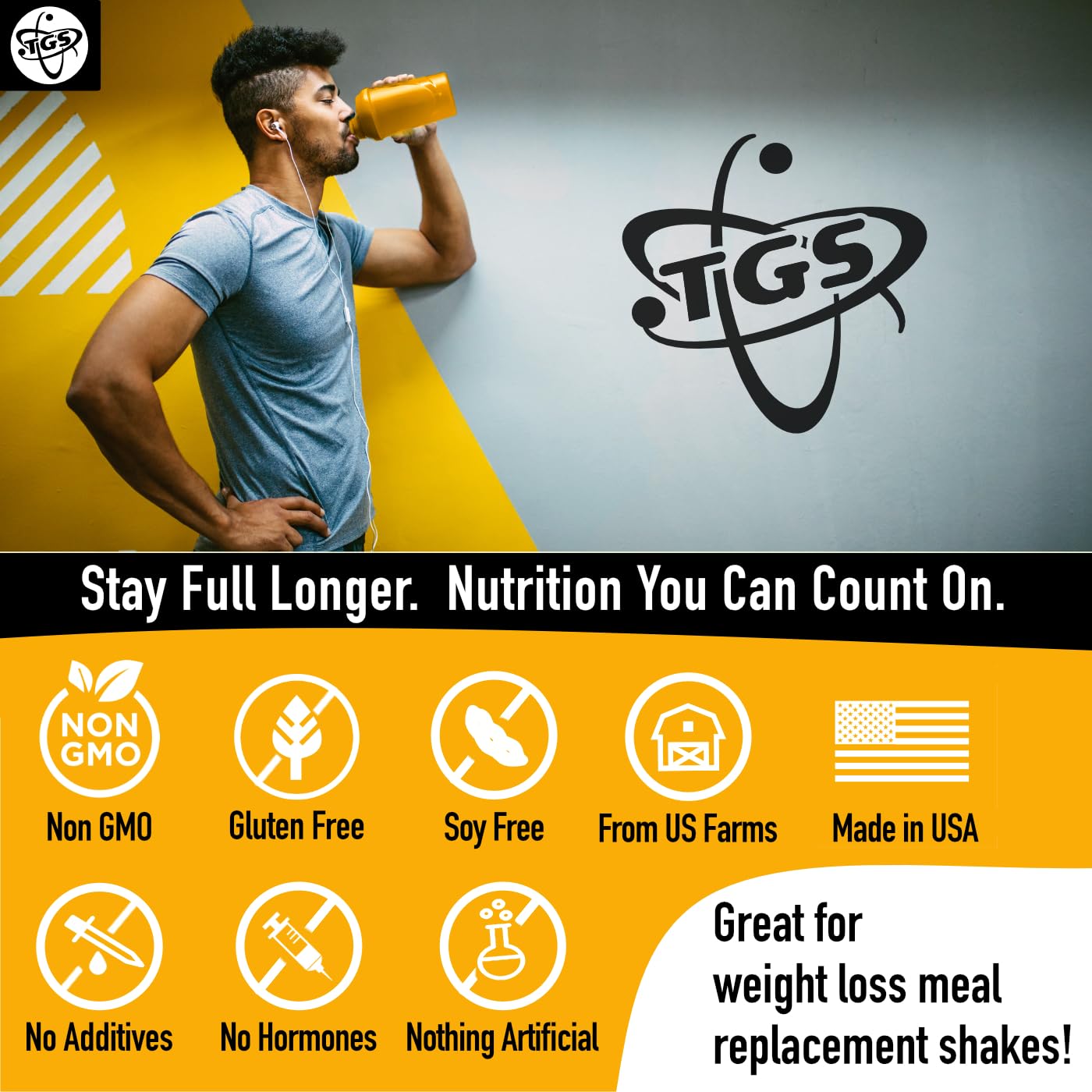 TGS Nutrition Whey Protein Powder Unflavored, Unsweetened, Keto Friendly - Low Carb, Low Calorie, No Soy, Made in USA