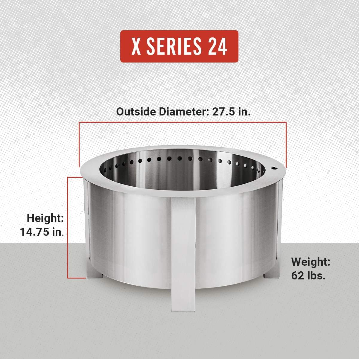 Breeo Smokeless FIrePit (X Series 24, Stainless Steel) | 27.5 inch Smokeless Fire Pit for Outside | 62 Pounds | Ideal for Families Compatible with Wide Range of Breeo Accessories