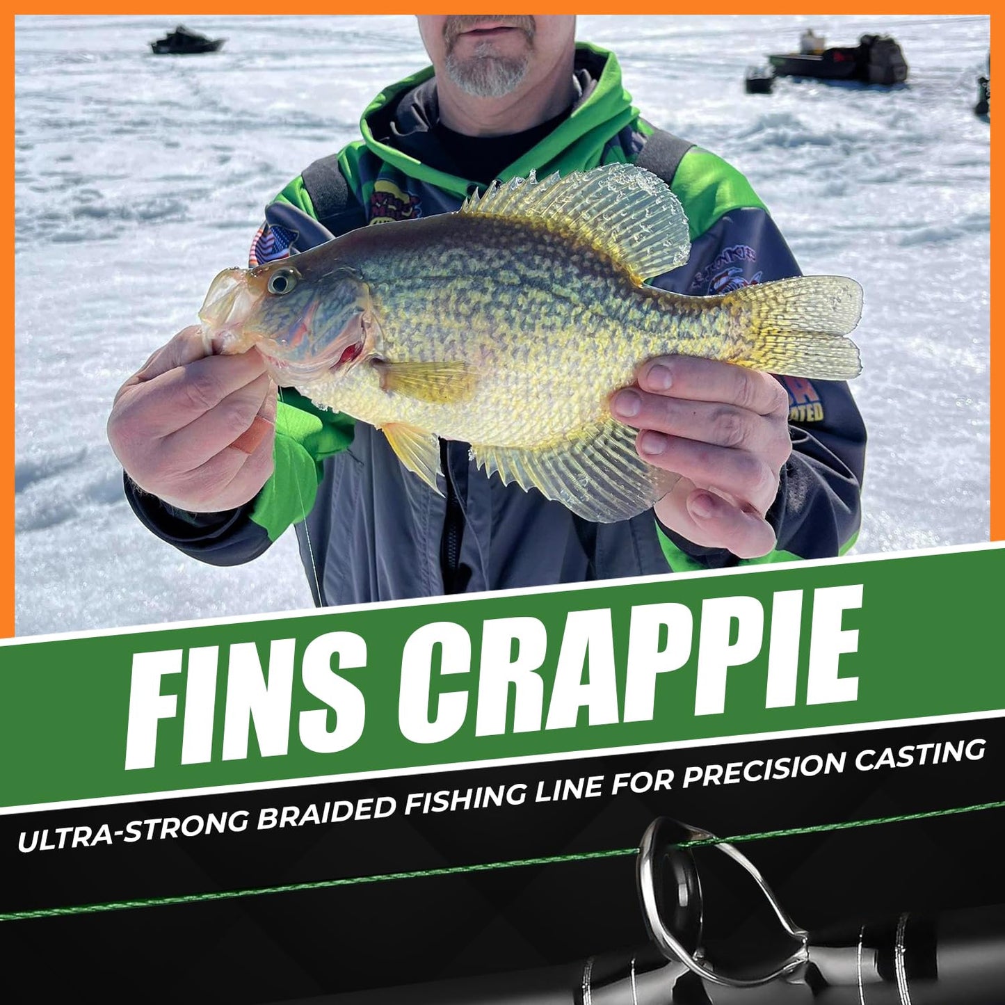 FINS Crappie Braided Fishing Line, Ultra-Strong Thin-Diameter 4-Strand Braid for Crappie, Perch, Sunfish & Panfish, Micro-Diameter High Visibility, UL Fishing Line