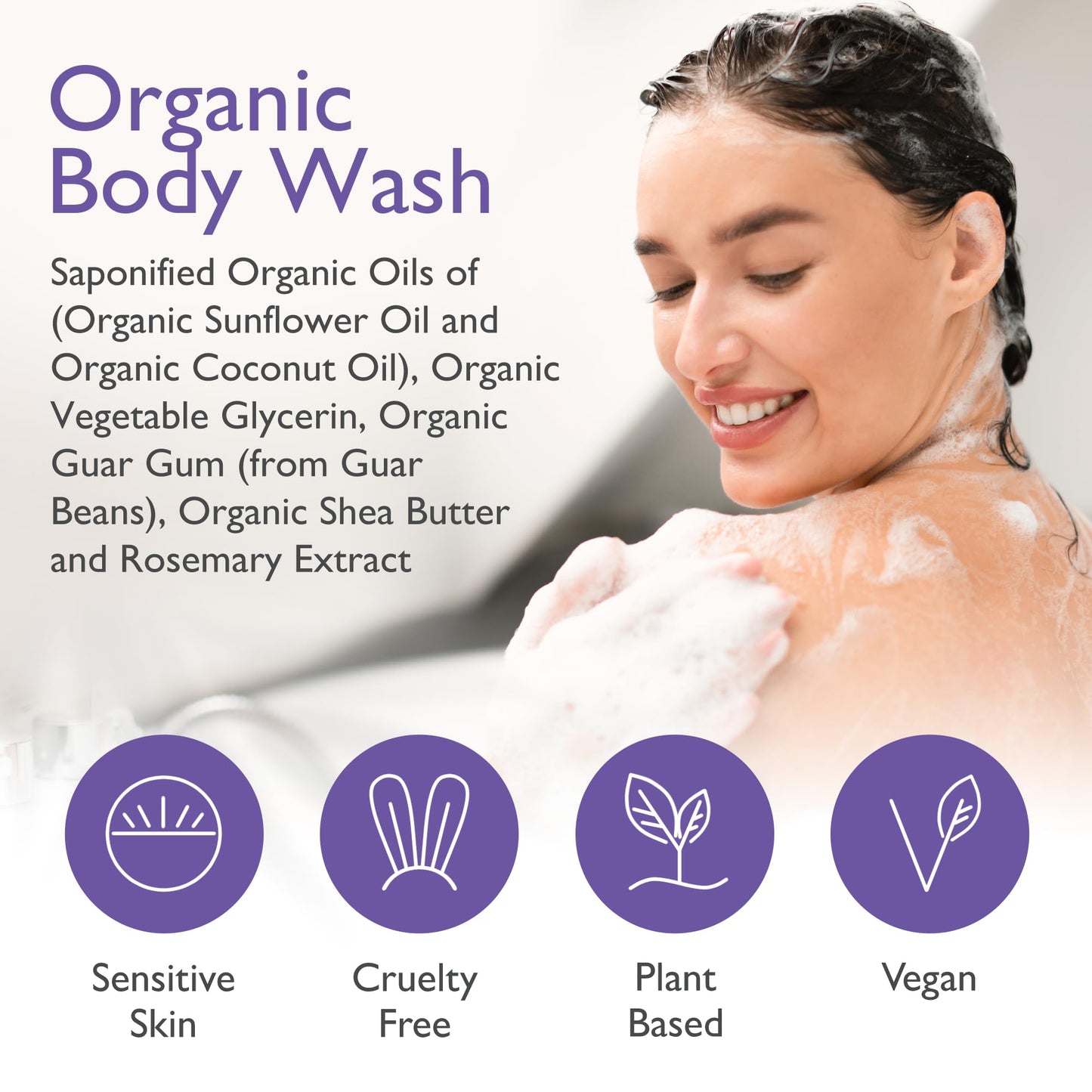 SoCal Suds & Company Organic Shea Butter Body Wash – Lavender Liquid Soap for Hand & Body, Moisturizing Shower Gel, Daily Body Wash for Women, Men & Unisex, Gentle Skin Care & Protection - (12oz)