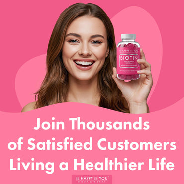 Be Happy Be You Biotin Gummies 10,000mcg – 120 Count – Supports Healthy Hair & Stronger Nails – Fast Absorption Supplement for Men & Women – Vegan, Non-GMO, Pectin, Gelatin Free – Made in USA