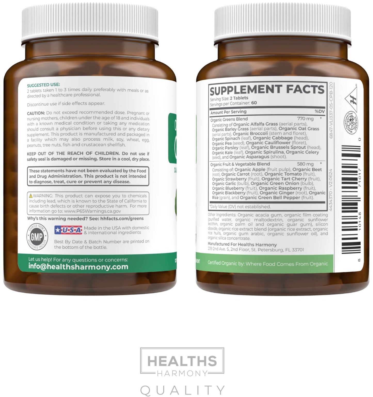 USDA Organic Super Greens Supplement - Organic Greens Fruits and Vegetable Supplement for Adults with 28 Superfood Complex with Superfruits Roots Herbs & More - Vegan & Non-GMO (Up to 2 Month Supply)