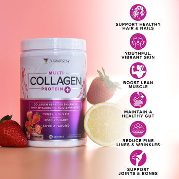 Multi Collagen Peptides Powder for Women - Hydrolyzed Flavored Collagen Powder for Women with Types I II III V & X Vitamin C & Hyaluronic Acid for Hair Skin and Nails (Tropical Punch) - 30 Servings