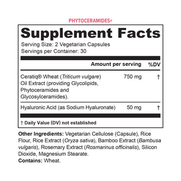Hydrating Anti Aging Phytoceramides Supplement - Clinically Proven Ceratiq Ceramides with Hyaluronic Acid 700mg - Skin Barrier Repair Itchy Dry Skin Supplement for Women